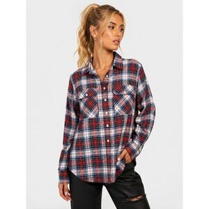 R13 Red Plaid Japanese Fabric Flannel Back Zipper Shirt R13W2511-01 S